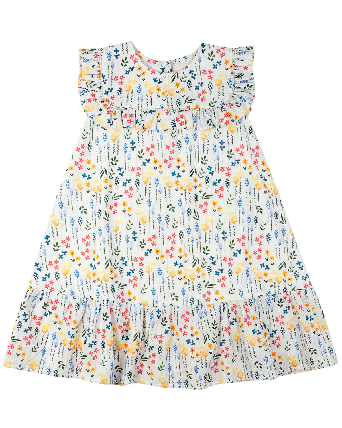 Spring Floral Dress with Silver Lurex - Doodlebug's Children's Boutique