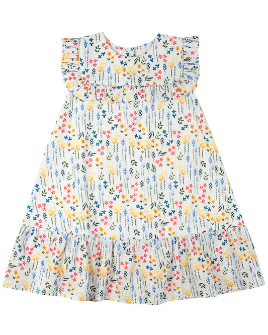 Spring Floral Dress with Silver Lurex - Doodlebug's Children's Boutique