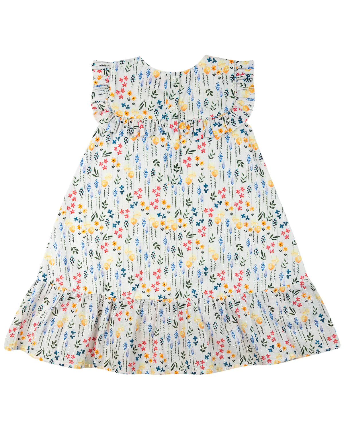 Spring Floral Dress with Silver Lurex - Doodlebug's Children's Boutique