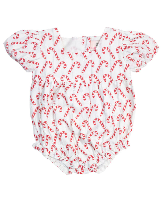 Candy Cane Puff Sleeve Bubble  - Doodlebug's Children's Boutique