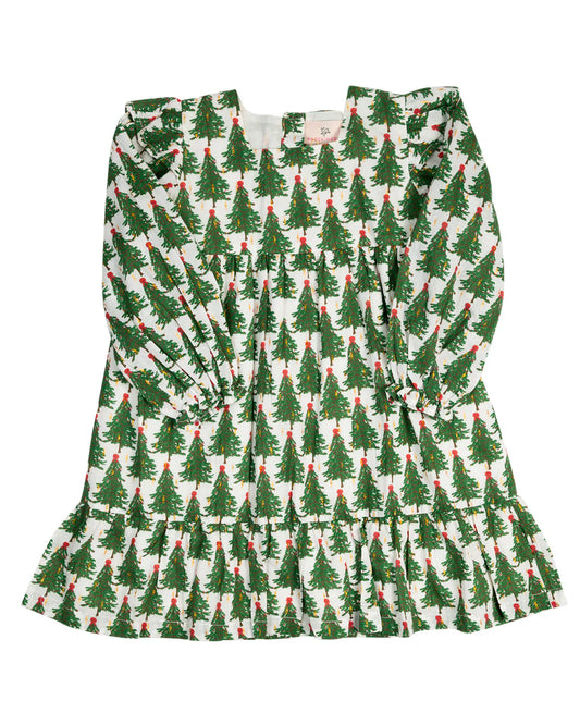 Christmas Tree Print Dress  - Doodlebug's Children's Boutique