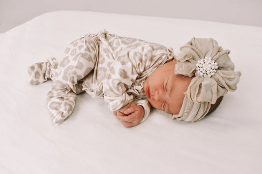 Natural Leopard Ruffle Zip Footie - Doodlebug's Children's Boutique