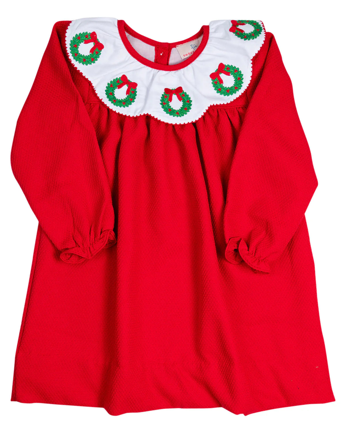 Red Wreath Embroidered Scallop Collar Dress  - Doodlebug's Children's Boutique