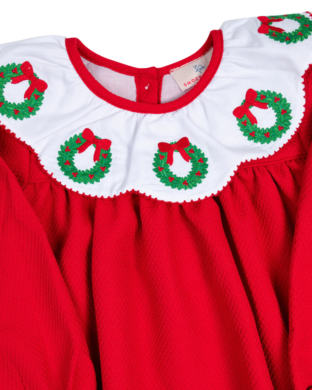 Red Wreath Embroidered Scallop Collar Dress  - Doodlebug's Children's Boutique