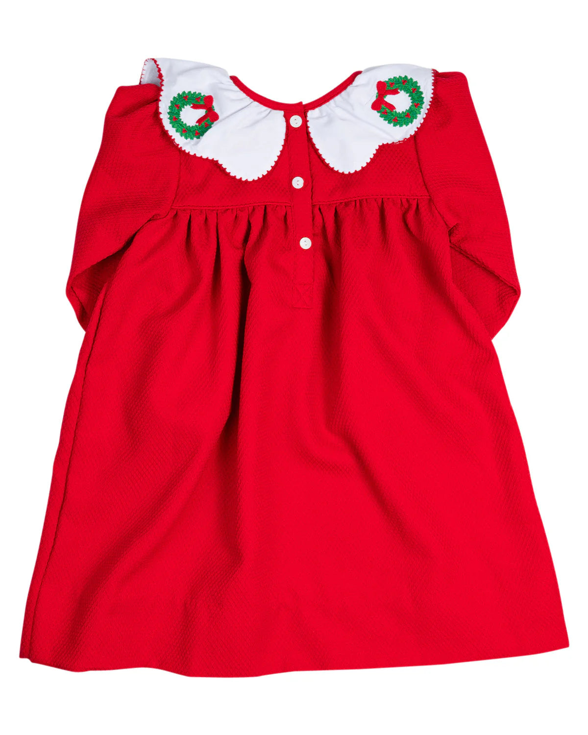 Red Wreath Embroidered Scallop Collar Dress  - Doodlebug's Children's Boutique