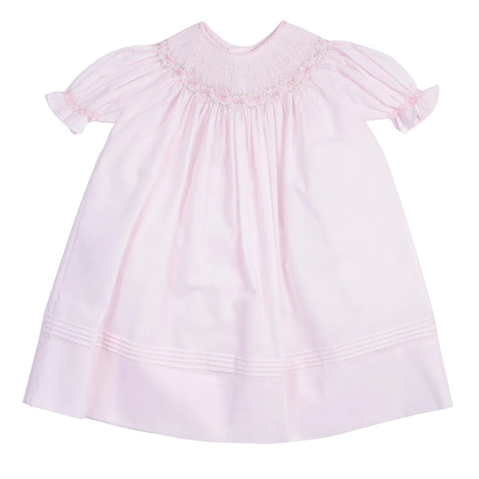Pink Ruffle Sleeve Smocked Bishop Dress  - Doodlebug's Children's Boutique