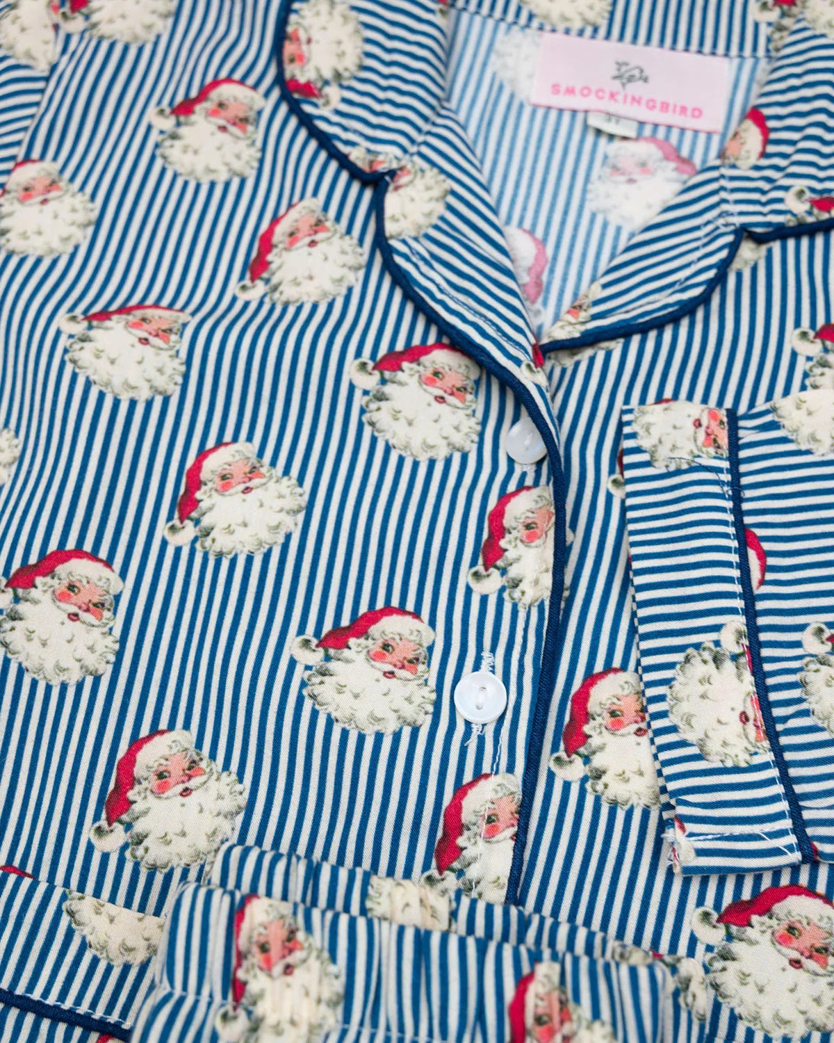 Navy Stripe Vintage Santa Pajama Set