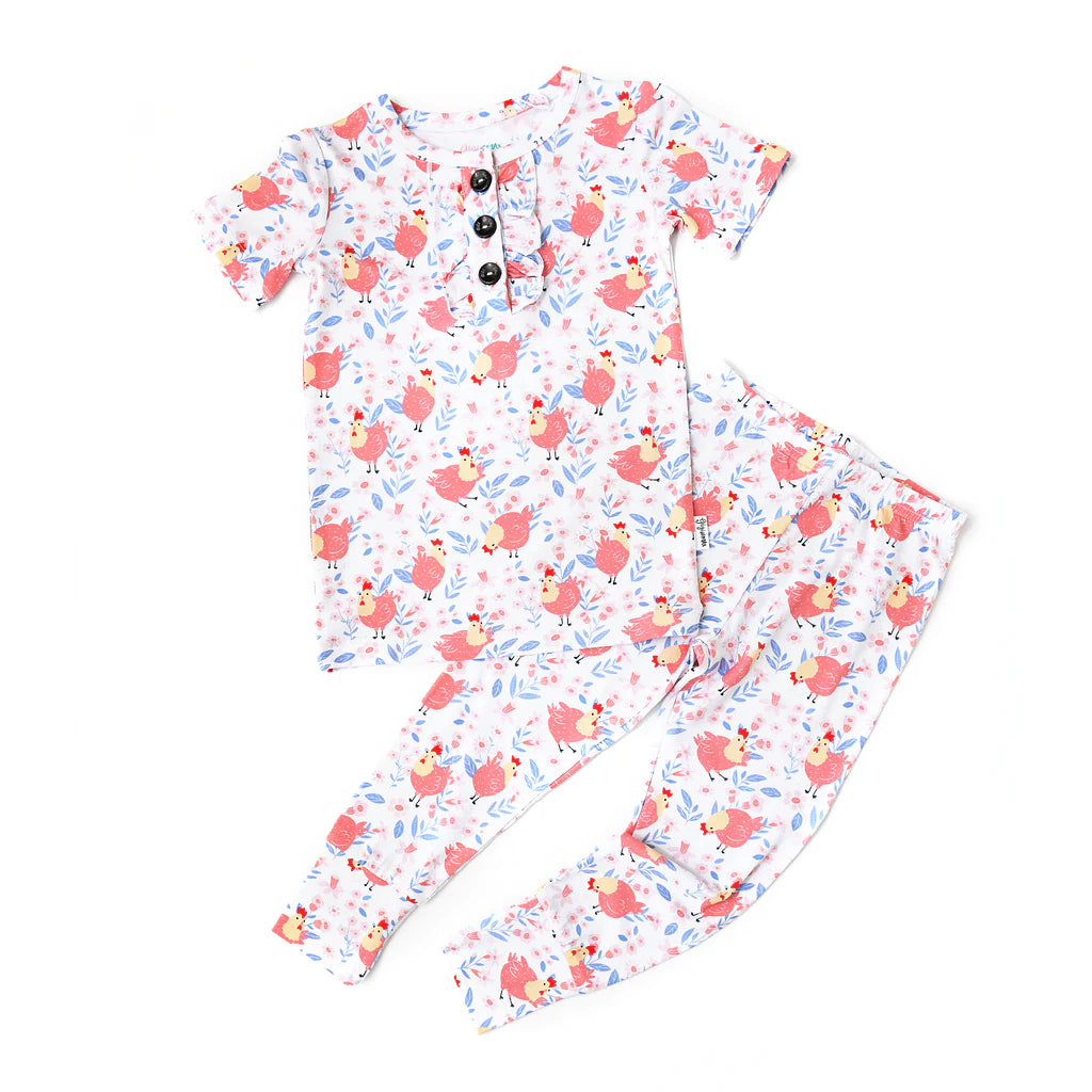 Dixie Chicken Ruffle 2 Piece Pajama  - Doodlebug's Children's Boutique