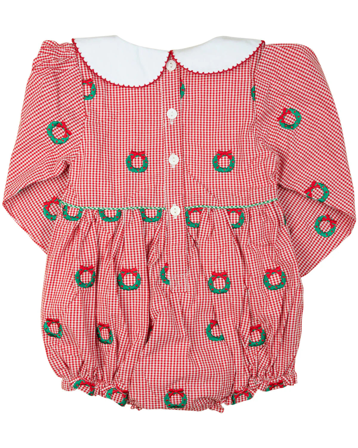 Christmas Wreaths Embroidered Bubble - Doodlebug's Children's Boutique