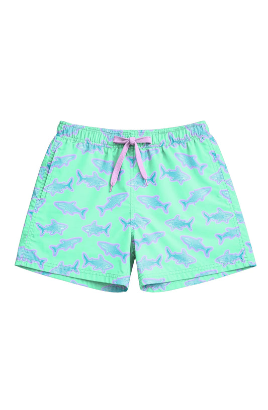 Neon Sharks Dylan Board Shorts - Doodlebug's Children's Boutique