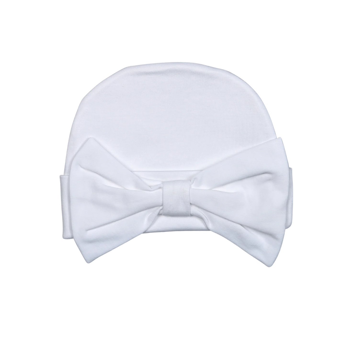 White Pima Beanie with White Bo - Doodlebug's Children's Boutique