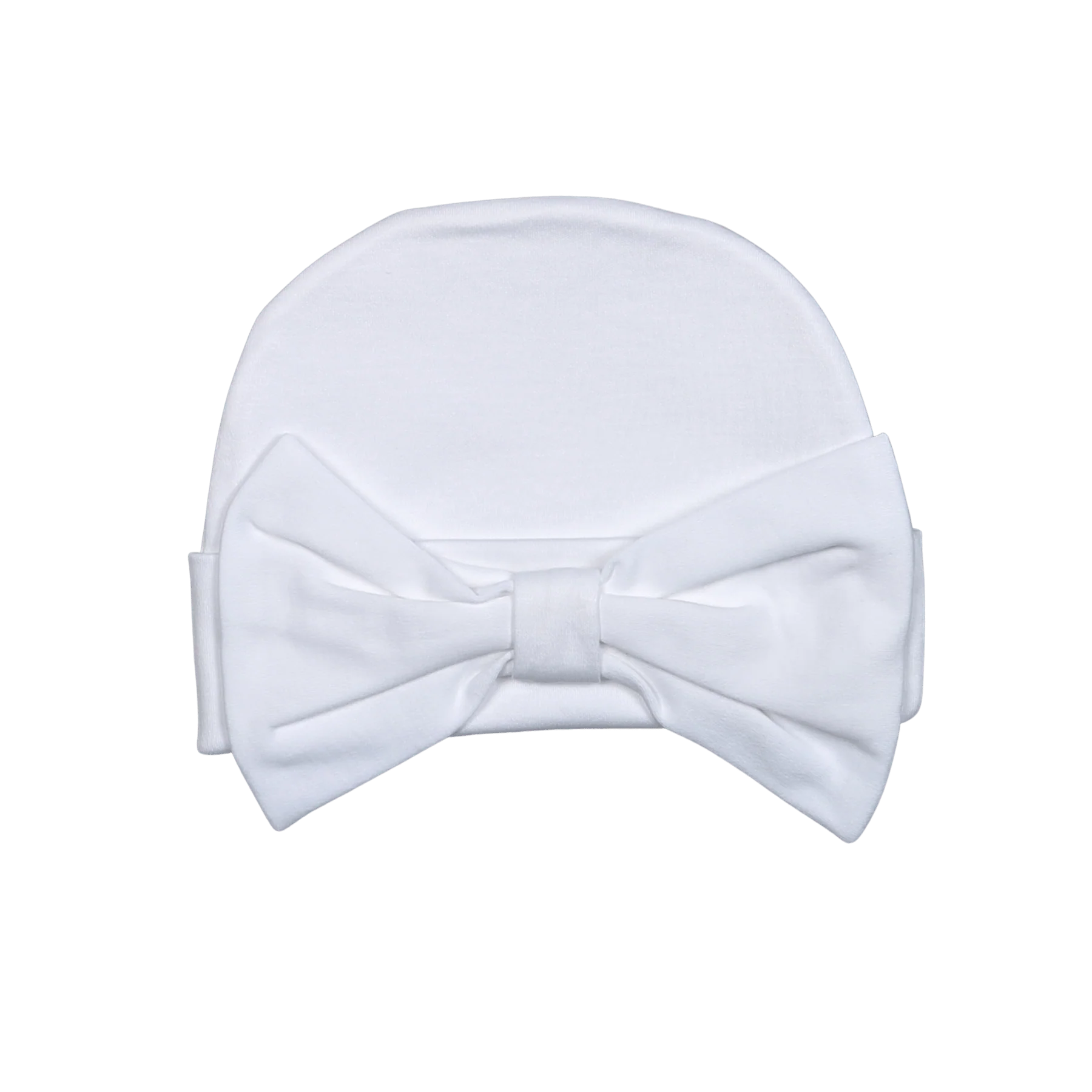 White Pima Beanie with White Bo - Doodlebug's Children's Boutique