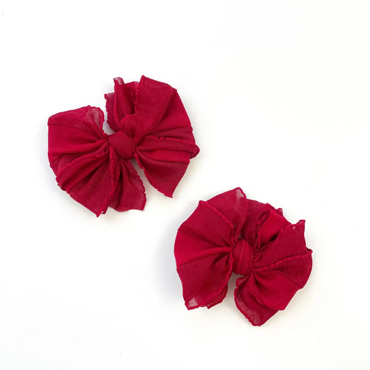 Deep Red Ruffle Clip Set of Two  - Doodlebug's Children's Boutique
