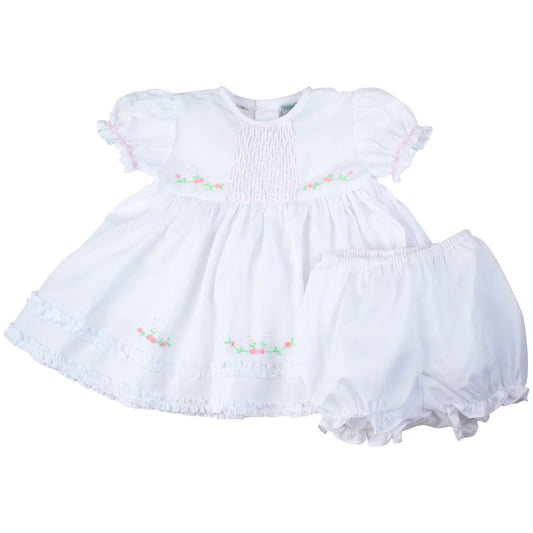 White Honeycomb Smocked Dress  - Doodlebug's Children's Boutique