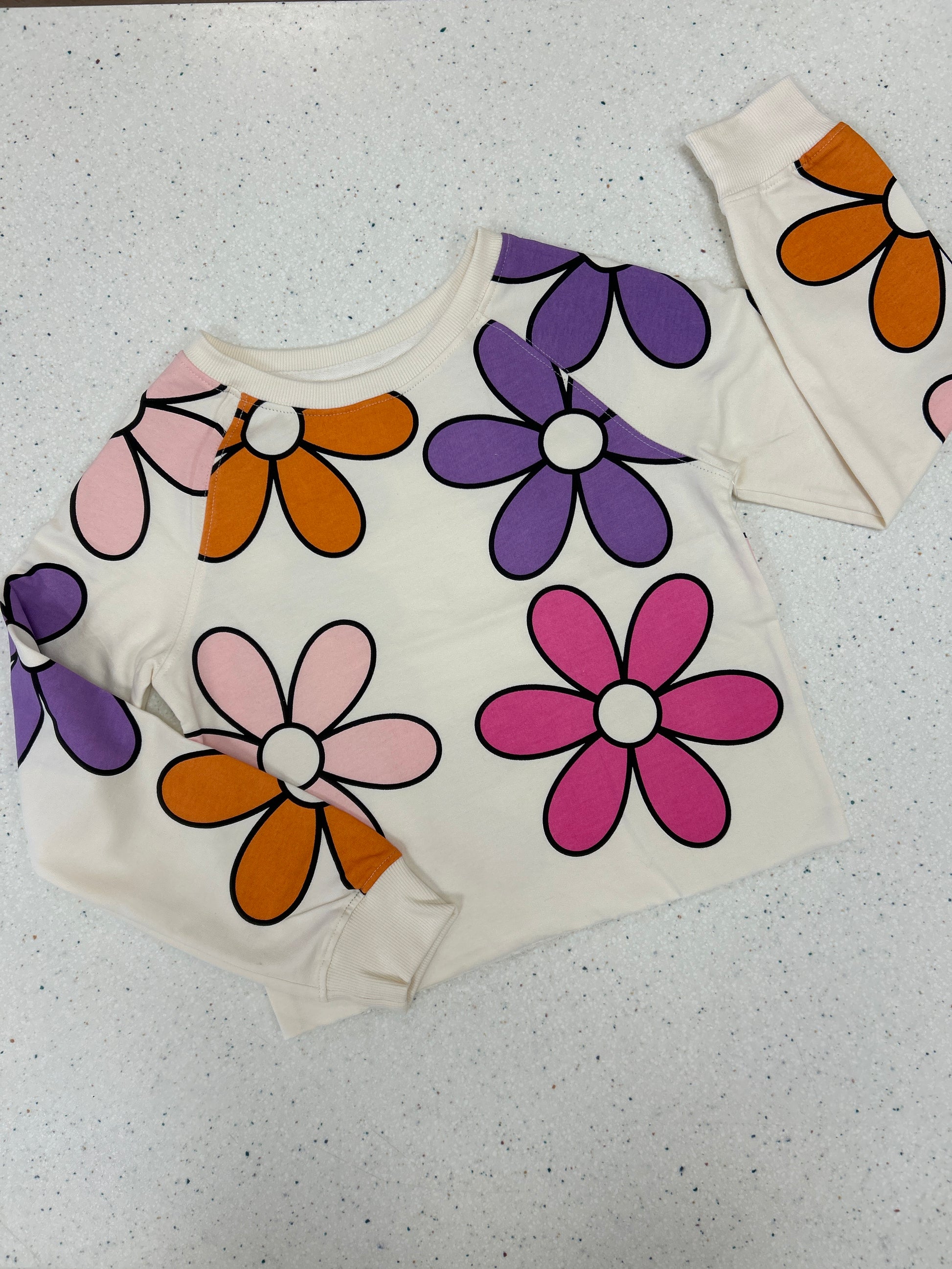 Retro Flower Crop Sweatshirt  - Doodlebug's Children's Boutique