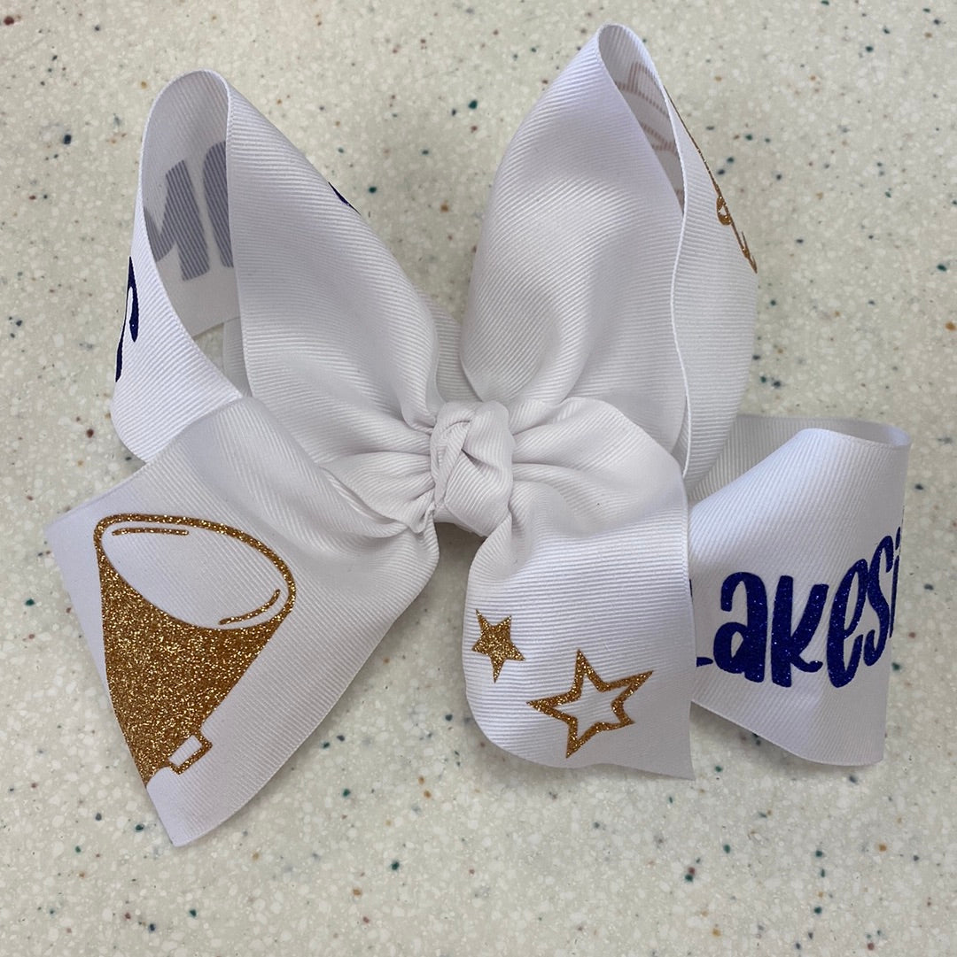 White Lakeside Rams Bow Megaphone - Doodlebug's Children's Boutique