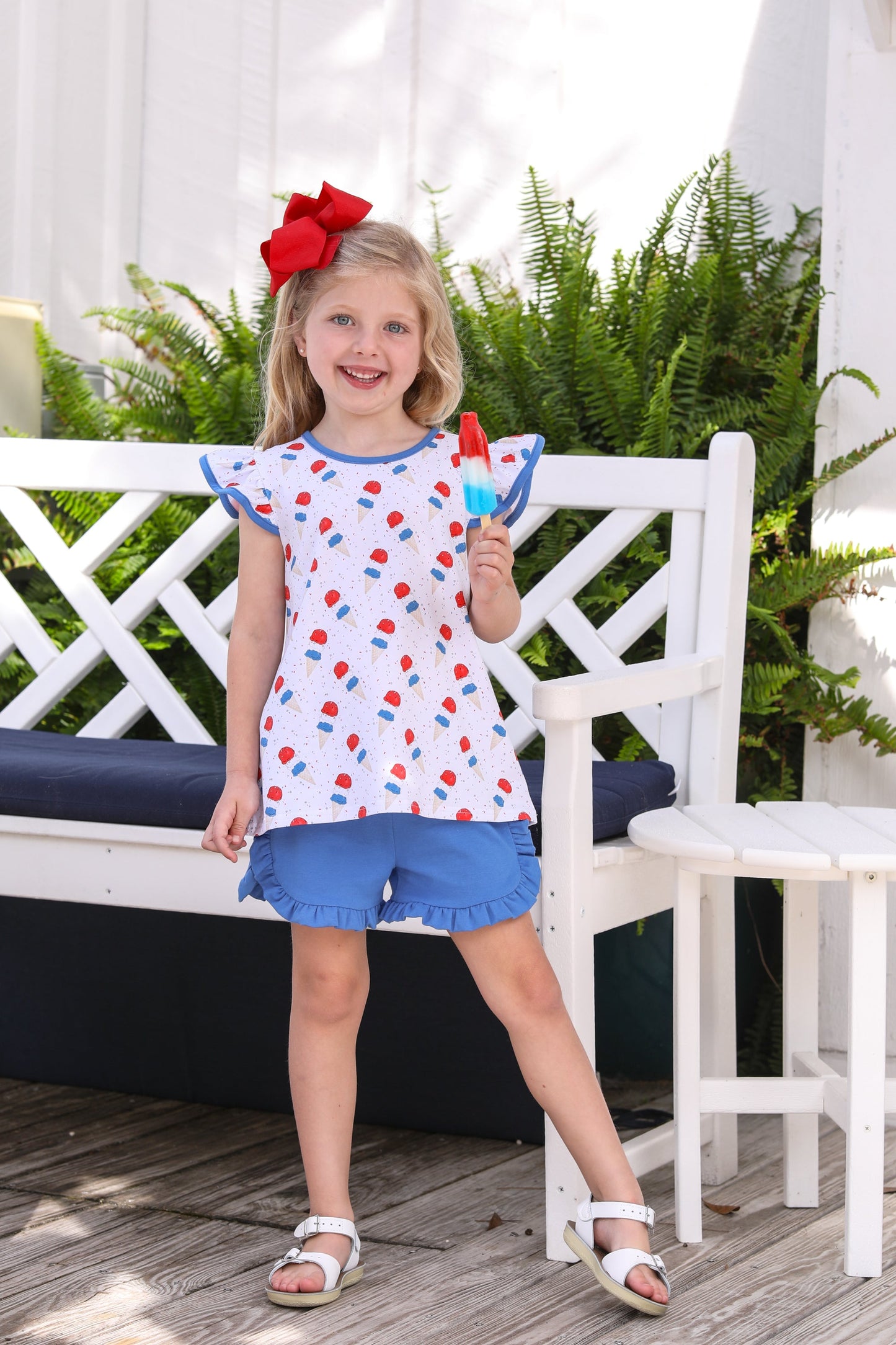 Patriotic Ice Cream Flutter Short Set  - Doodlebug's Children's Boutique