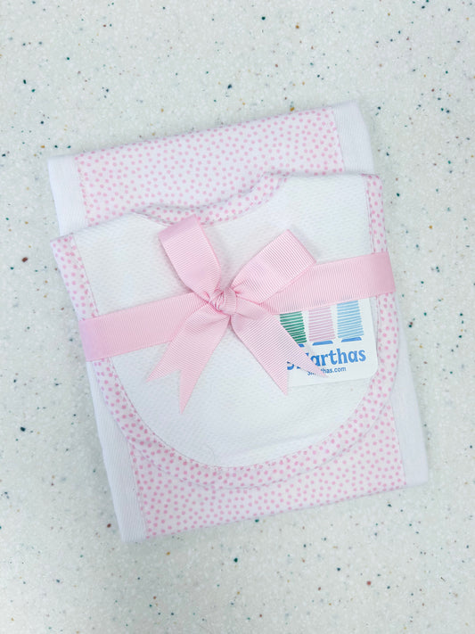 Pink Dots Bib & Burp Cloth Set - Doodlebug's Children's Boutique