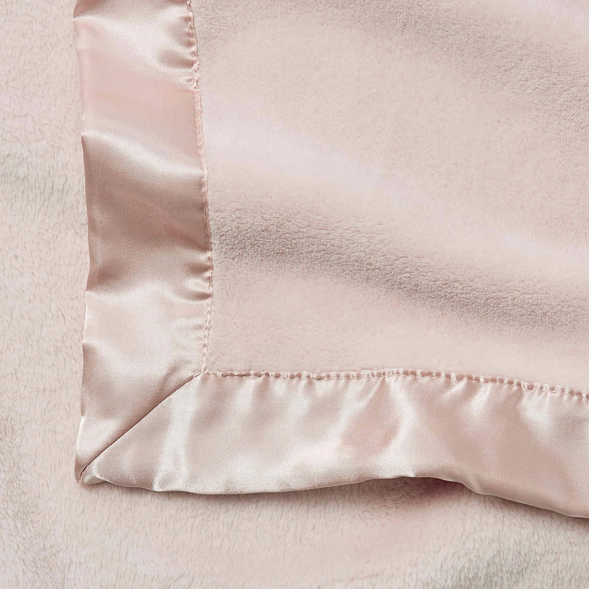 Pale Pink Satin Trim Fleece Stroller Blanket  - Doodlebug's Children's Boutique