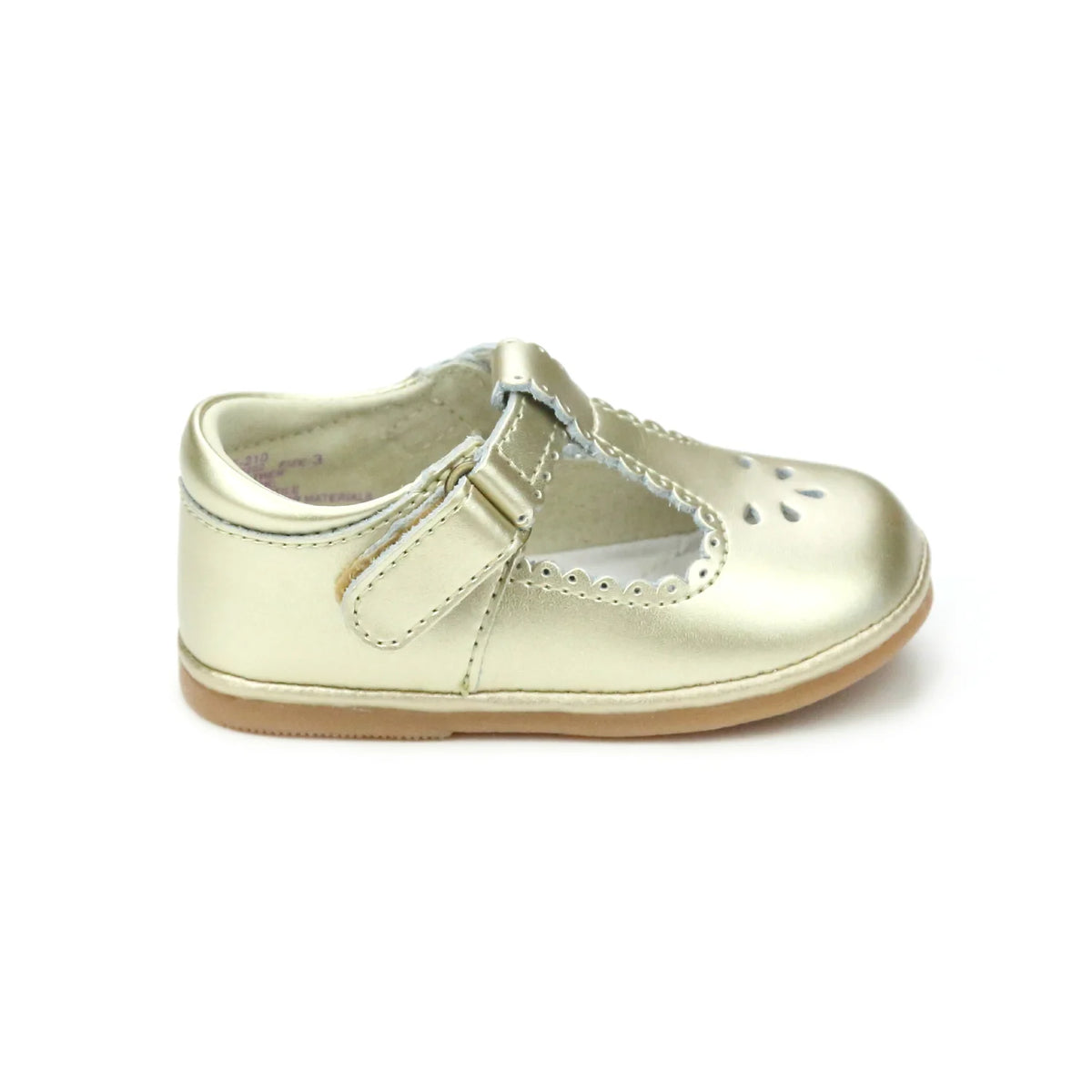 Dottie Scalloped T- Strap Mary Jane in Gold