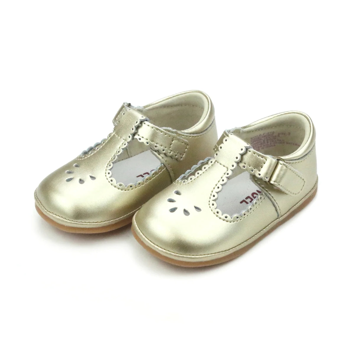 Dottie Scalloped T- Strap Mary Jane in Gold