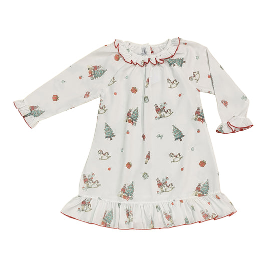 Christmas Print Night Gown  - Doodlebug's Children's Boutique