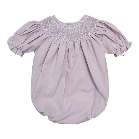 Catherine Dusty Pink Pearl Smocked Bubble - Doodlebug's Children's Boutique