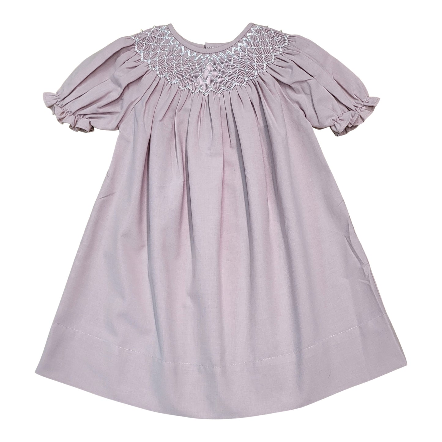 Catherine Dusty Pink Pearl Short Sleeve Smocked Dress - Doodlebug's Children's Boutique