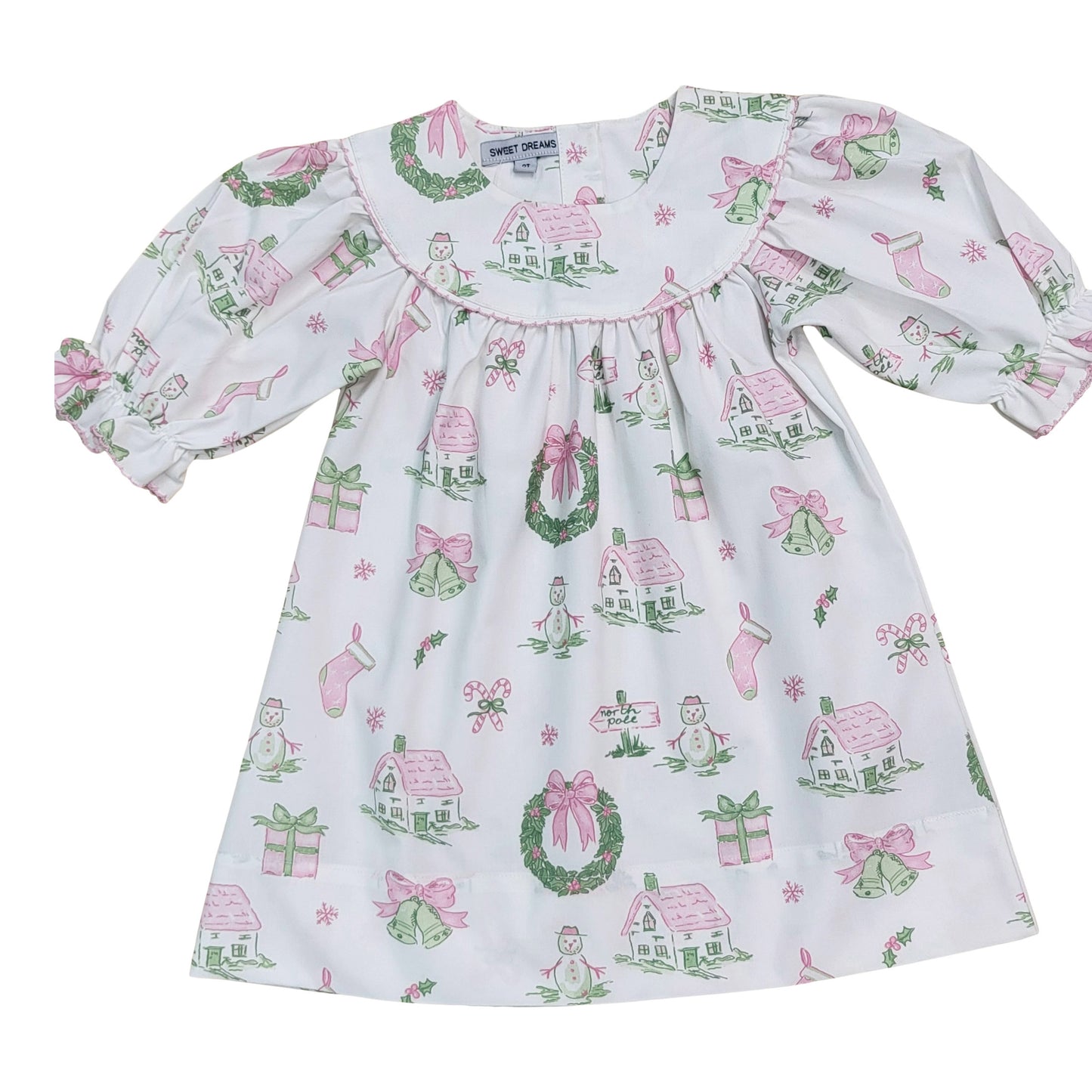 Pink Christmas Print Dress  - Doodlebug's Children's Boutique