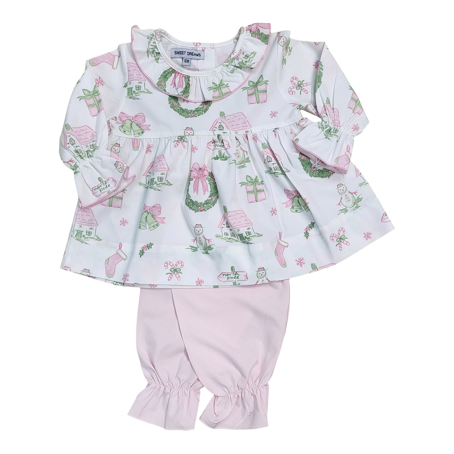 Pink Christmas Print Pants Set  - Doodlebug's Children's Boutique