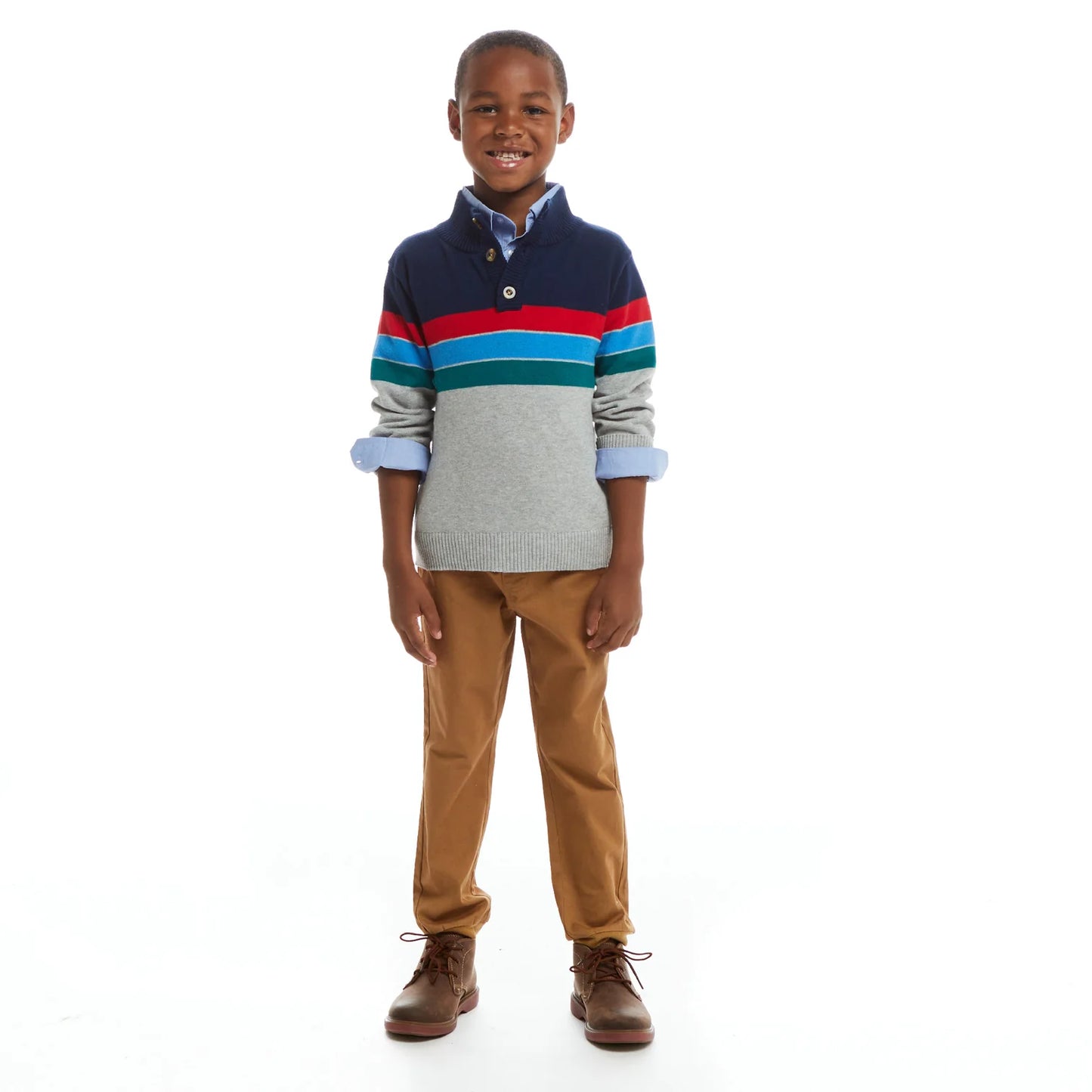 Color Blocked Sweater 3 Piece Set in Grey  - Doodlebug's Children's Boutique