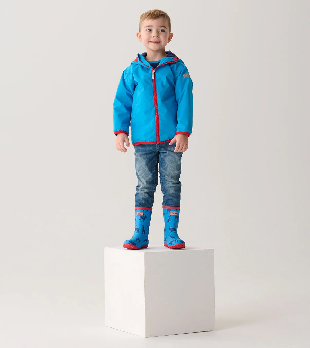 Blue Elks Zip-Up Lightweight Rain Jacket  - Doodlebug's Children's Boutique