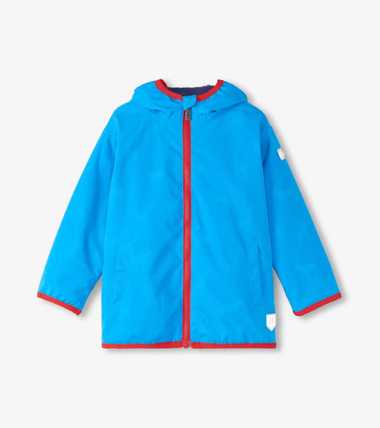 Blue Elks Zip-Up Lightweight Rain Jacket  - Doodlebug's Children's Boutique