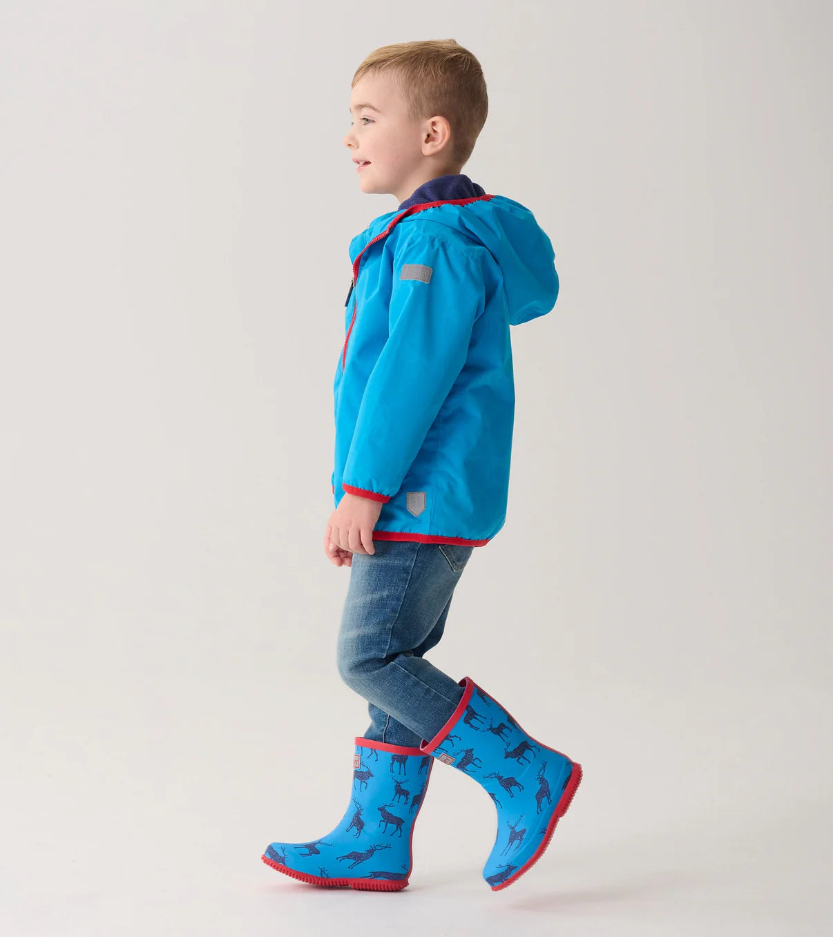 Blue Elks Zip-Up Lightweight Rain Jacket  - Doodlebug's Children's Boutique