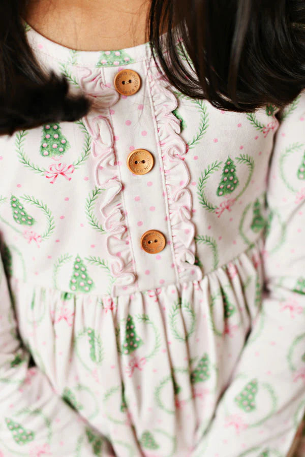Pink Christmas Bliss Embroidery Pocket Dress - Doodlebug's Children's Boutique