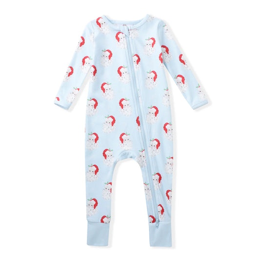 Blue Santa Butterknit Zip-Up Layette - Doodlebug's Children's Boutique