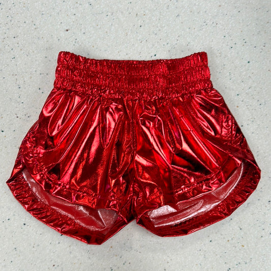 Red Metallic Shorts  - Doodlebug's Children's Boutique