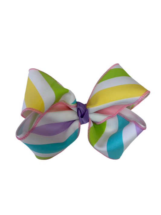 Pastel Stripe Layered Bow Alligator Clip - Doodlebug's Children's Boutique