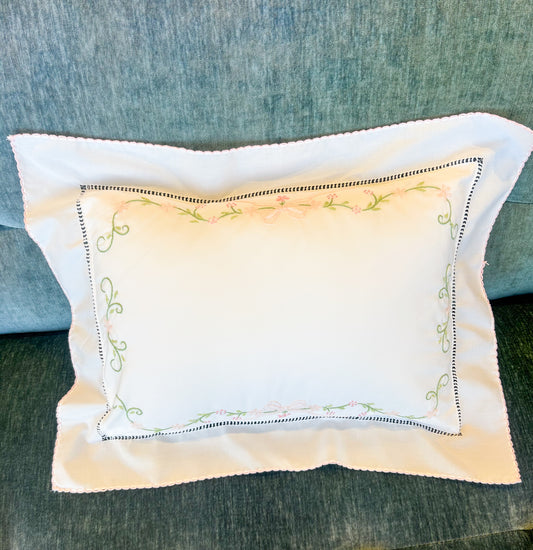 Pink Bow Spring Garden Pillow - Doodlebug's Children's Boutique