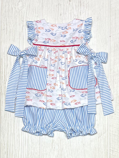 Fish Frenzy Bloomer Set with Ties  - Doodlebug's Children's Boutique