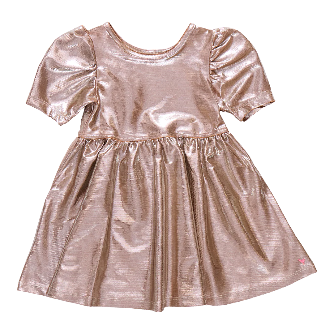 Lame Laurie Dress in Champagne - Doodlebug's Children's Boutique