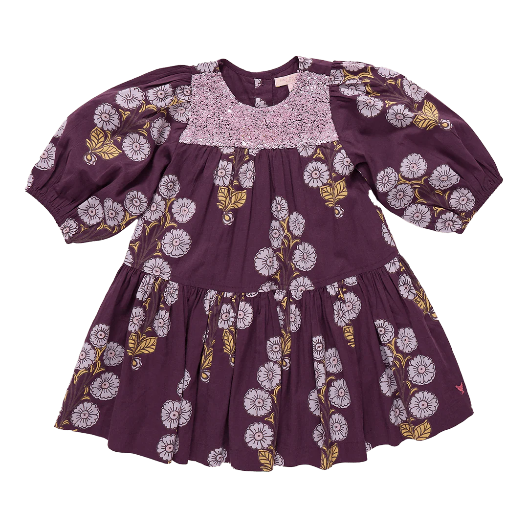 Fiona Dress in Plum Buttercup Floral - Doodlebug's Children's Boutique