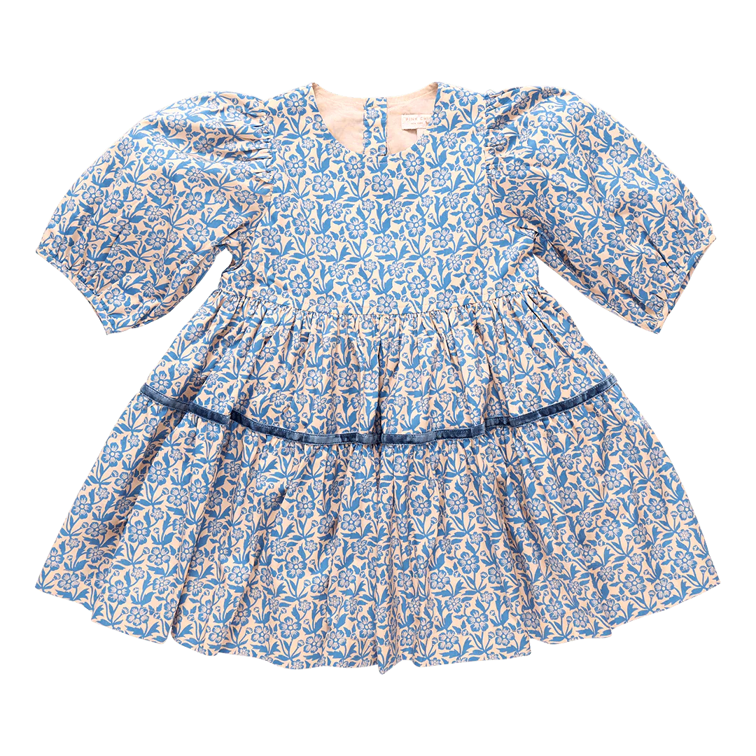 Maribelle Dress in Blue Climbing Floral - Doodlebug's Children's Boutique