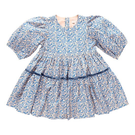 Maribelle Dress in Blue Climbing Floral - Doodlebug's Children's Boutique