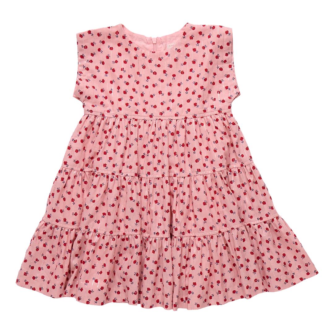 Peachy Dress in Pink Tiny Roses - Doodlebug's Children's Boutique