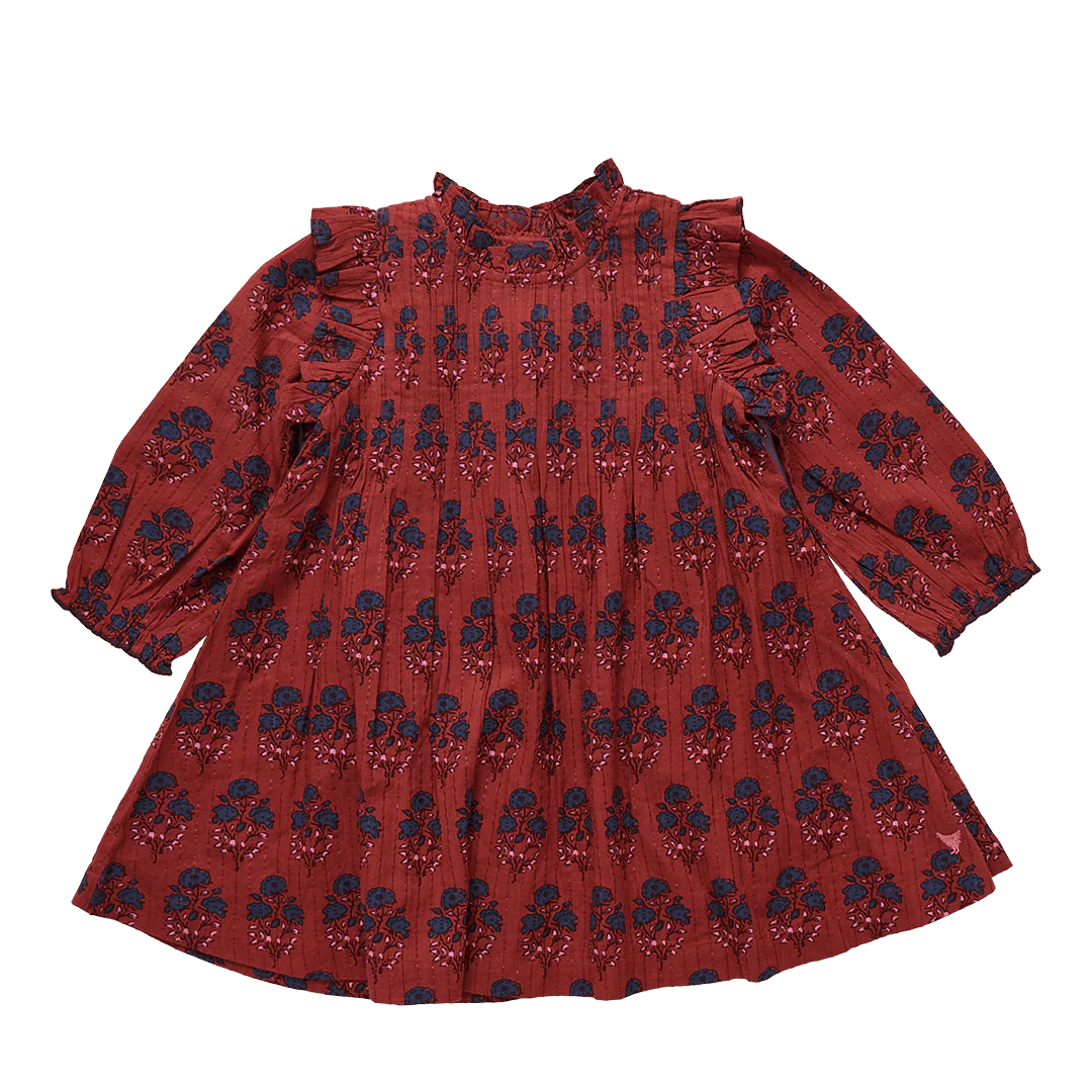 Jaipur Dress in Red Autumn Strawflower - Doodlebug's Children's Boutique