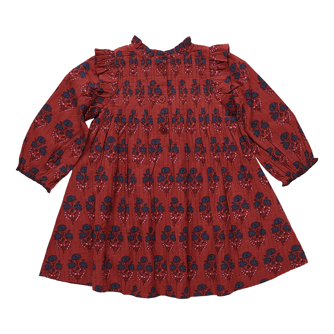 Jaipur Dress in Red Autumn Strawflower - Doodlebug's Children's Boutique