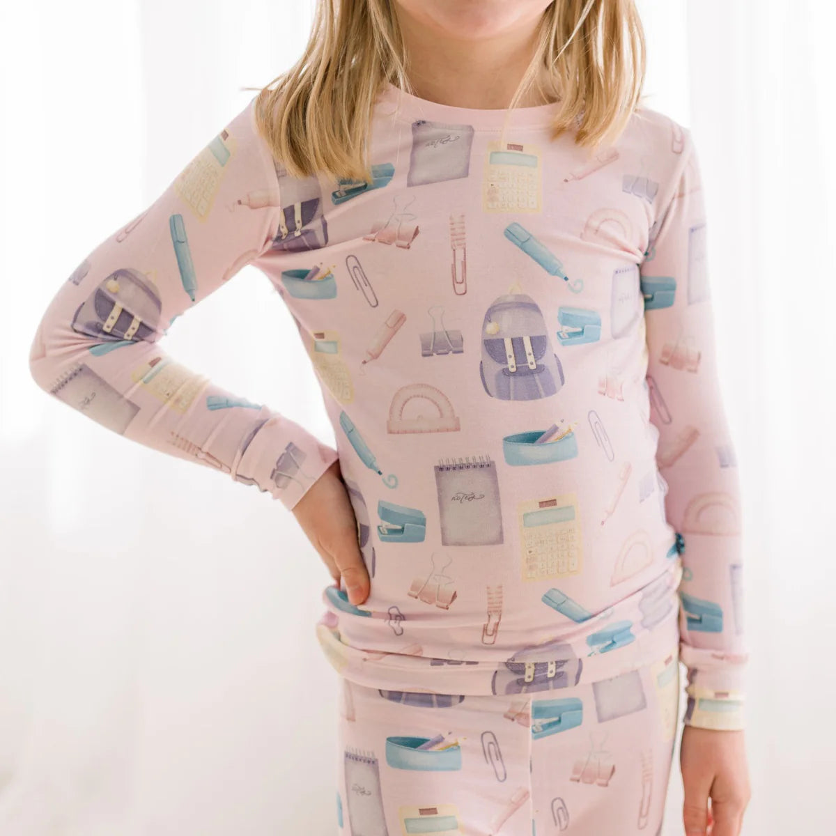 Print Long Sleeve Pajama Set Shrinking Violet School Girl - Doodlebug's Children's Boutique