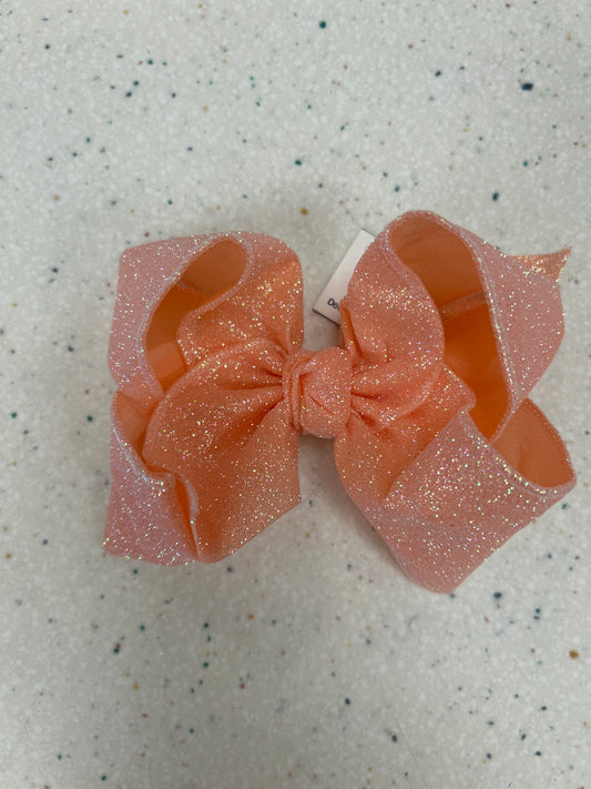 Huge Glitter Bow in Coral  - Doodlebug's Children's Boutique