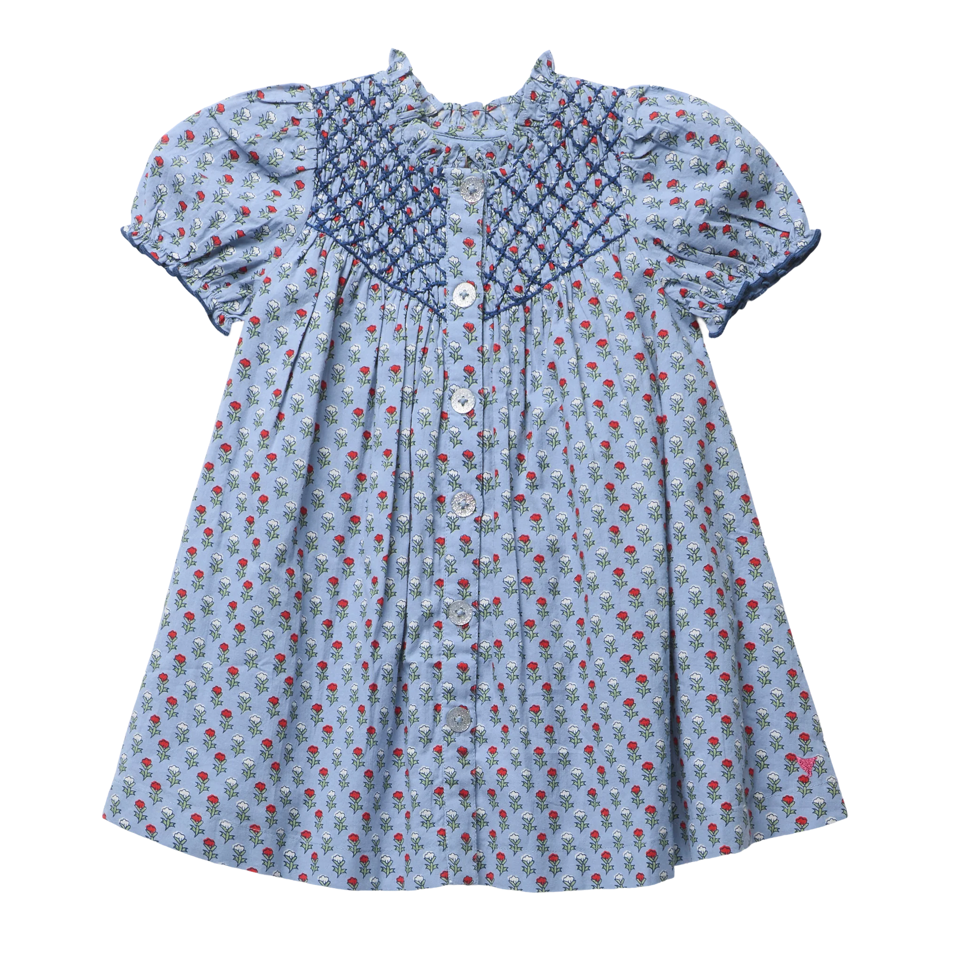 Lucia Dress in Light Blue Carnation - Doodlebug's Children's Boutique